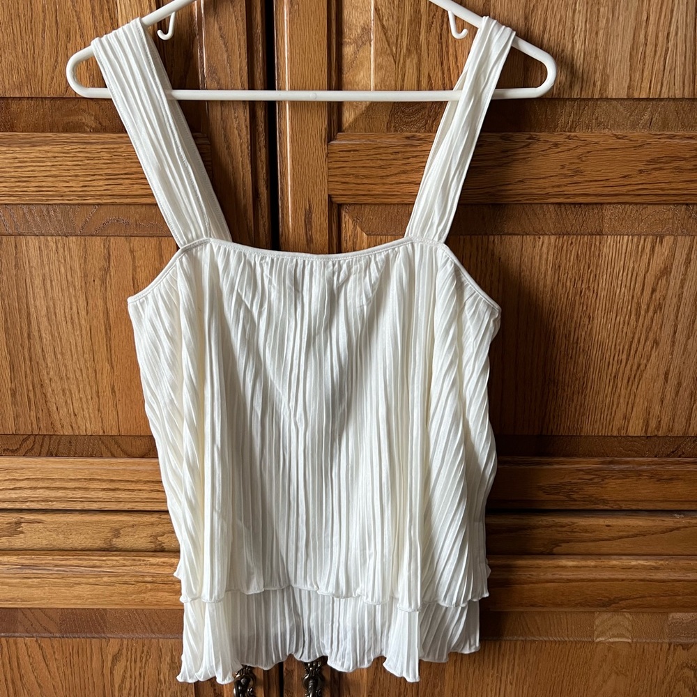 Express white ruffle layered top. White, size medium. Brand new.